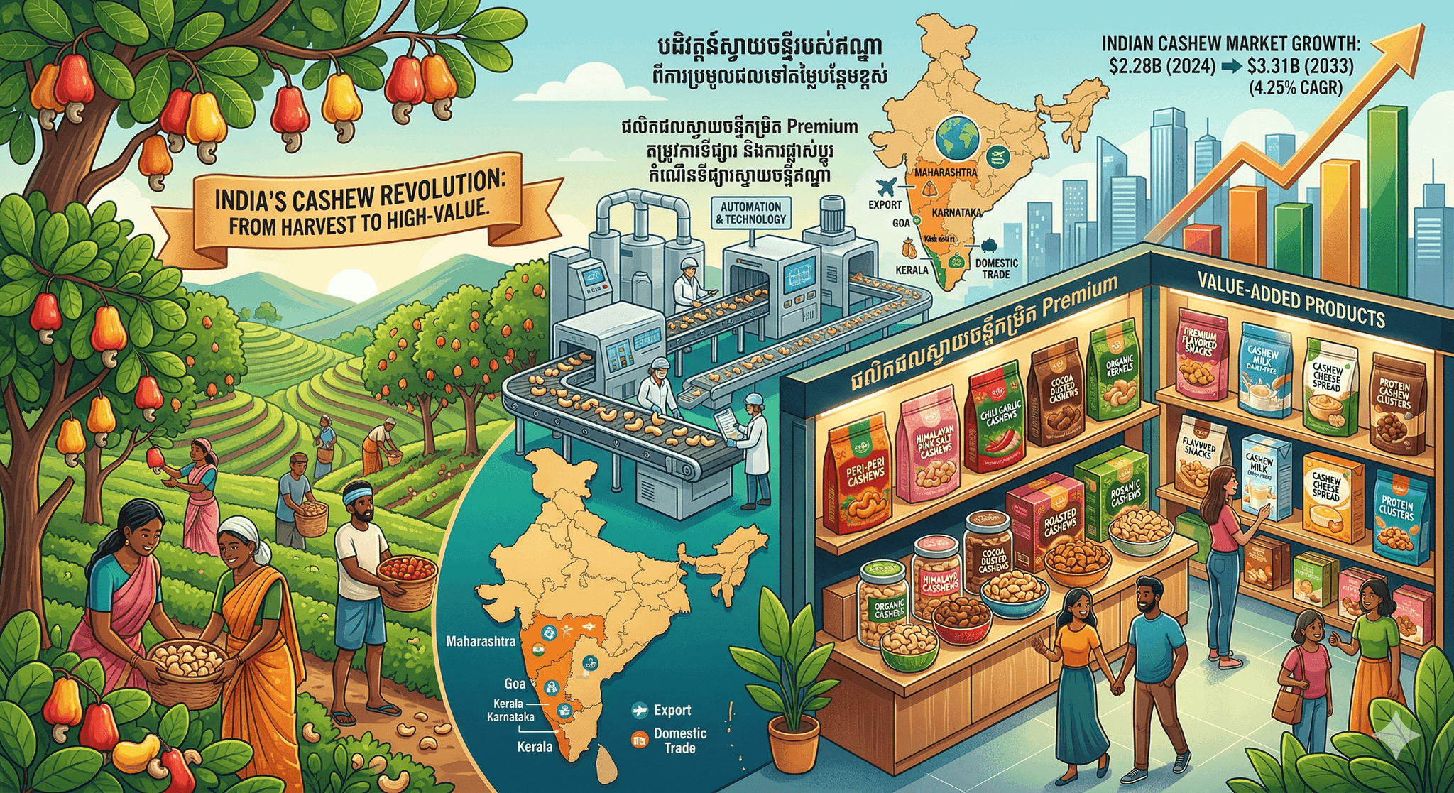 India’s Cashew Industry Eyes $3.3 Billion Growth as “Cashew Revolution” Gains Momentum