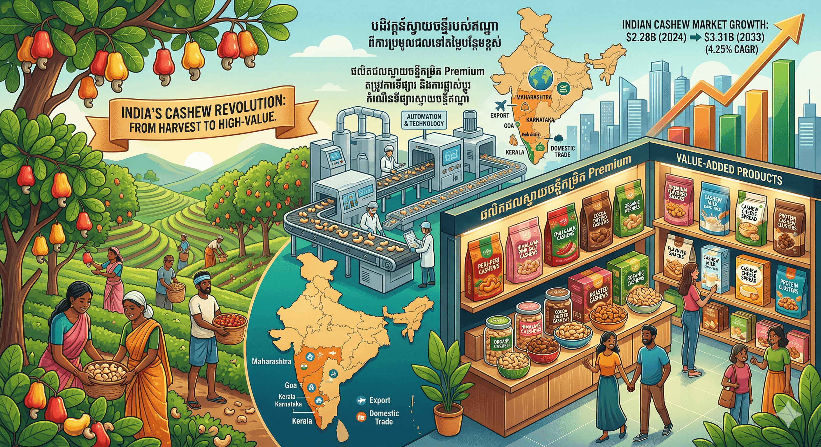 India’s Cashew Industry Eyes $3.3 Billion Growth as “Cashew Revolution” Gains Momentum